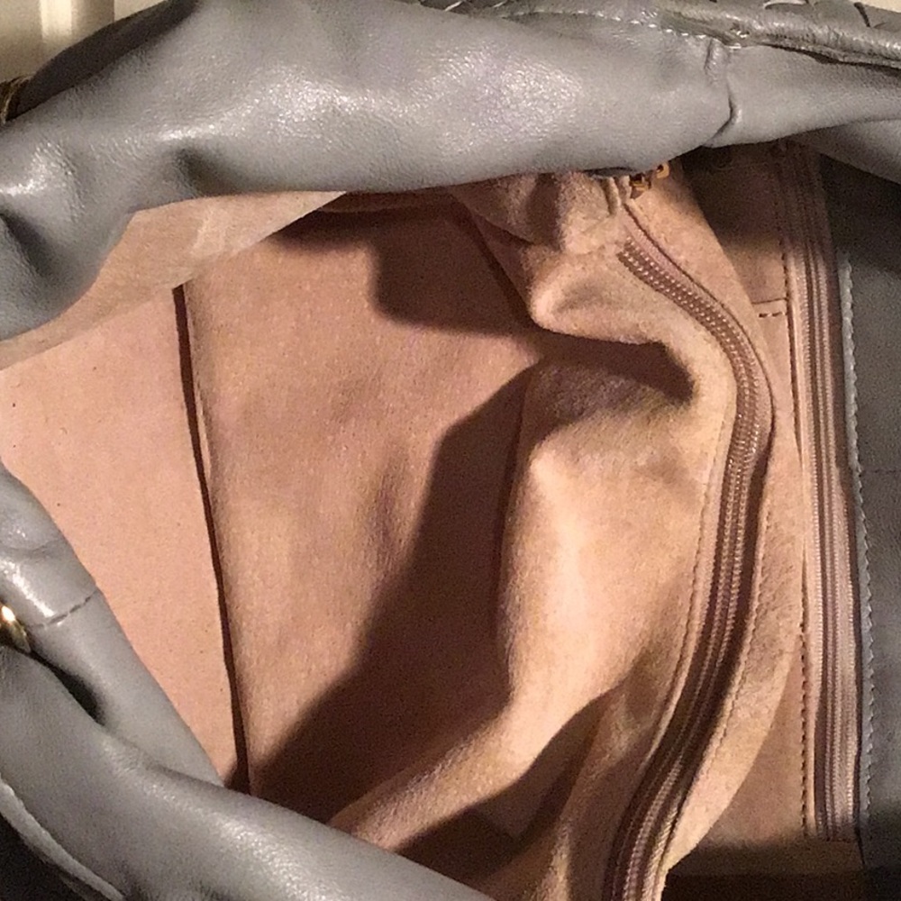 Gray Soft Woven Leather Handbag - Picture 3 of 5